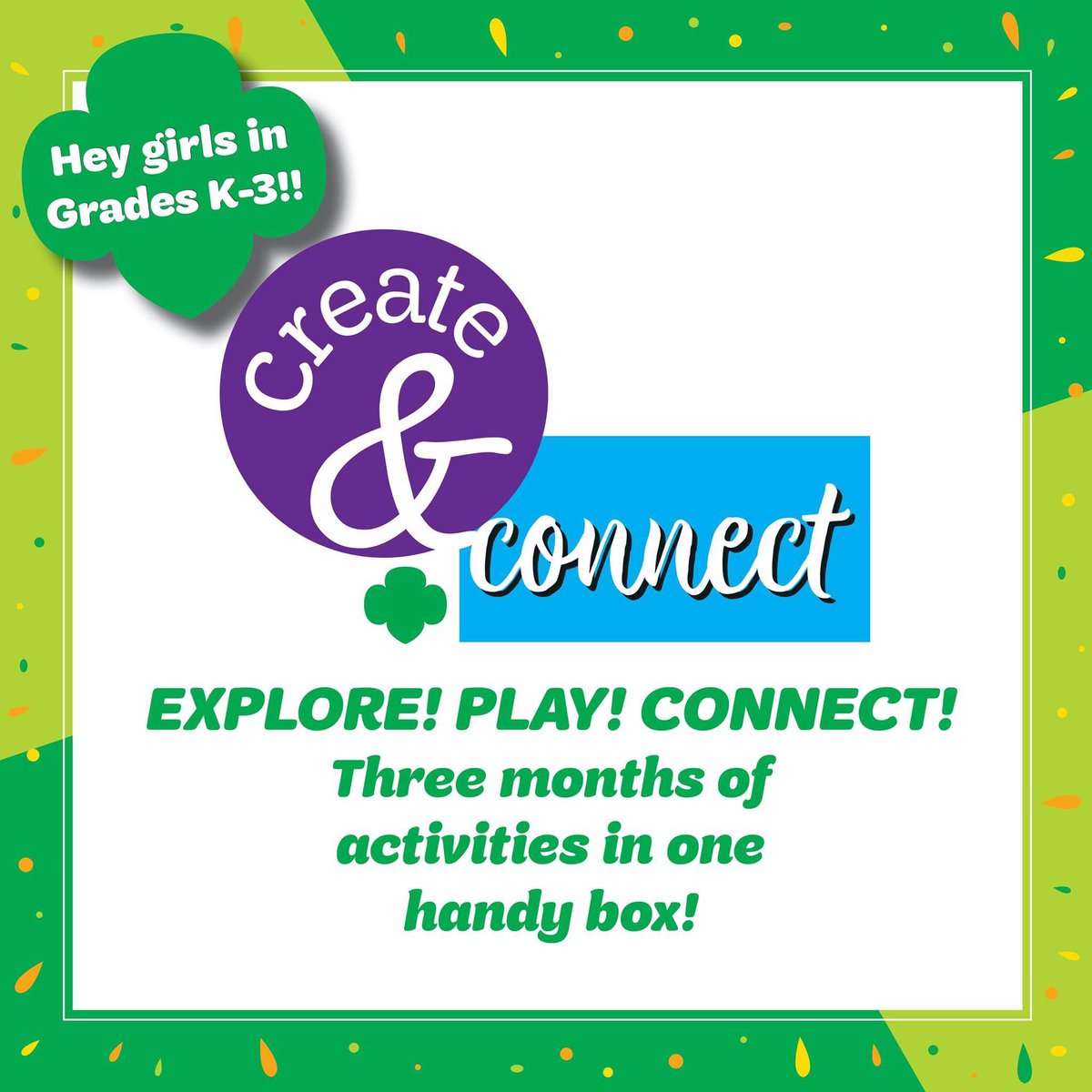 GSCentralIL's tweet photo. 💚✨💚✨Create &amp; Connect! Themed, hands-on, age appropriate activities you can do at home! ✨💚✨💚
Taking pre-orders today!!! Not a Girl Scout? Not a problem! Use the code word CREATE for an exclusive gift of membership.

👉To get yours visit: https://t.co/aHOfcCy7MR today! https://t.co/5rgcNpiLDi