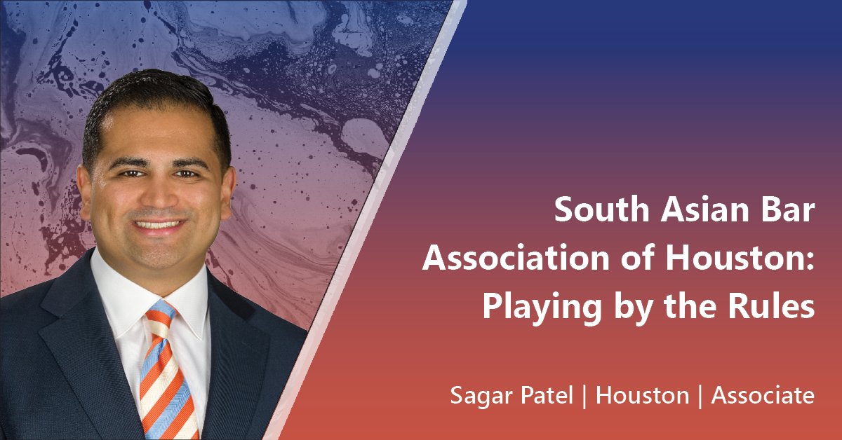 LockeLord's tweet image. Houston Associate Sagar Patel will discuss the recent changes to the Texas Rules of Civil Procedure at tonight’s webinar hosted by @SabaHouston, sponsored by Locke Lord bit.ly/3pUZ7ty