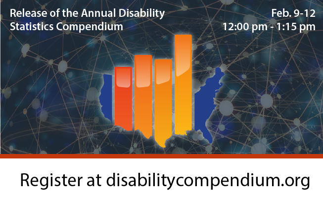 KesslerFdn's tweet photo. Join @disabilitystats for the #Free release of the Annual Disability Statistics Compendium! All sessions are held from 12pm-1:15pm ET, February 9th-12th.
Learn more here: https://t.co/2mXnPf6iS0
#DisabilityCompendiumEvent https://t.co/GnrJmyPvlr