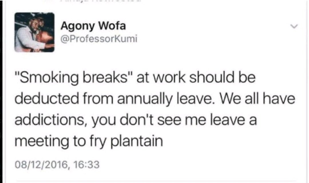 TheMarketingAnu's tweet photo. I feel this 👇🏾 on soo many levels! I should be taking a lot more coffee breaks. #smoking #smokingbreak https://t.co/RputA5vmQz