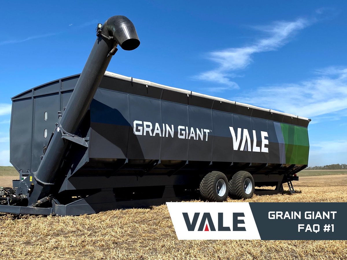 ValeAgriculture's tweet photo. #VALEGraintGiant Question 1:  How many bushels does the Grain Giant hold? ⁣
⁣
A:  6500 Bushel field storage capacity, making it the largest grain bin available in Canada! ⁣
⁣⁣
https://t.co/puajZsW5vm  https://t.co/RKzSPGRLck