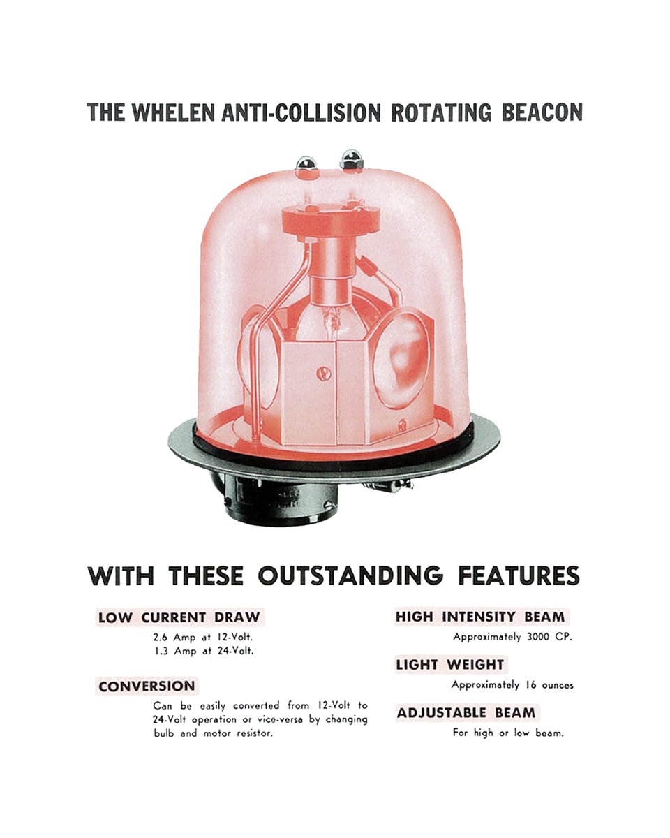 fly_wat's tweet image. #TBT to 1952 when George W. Whelen III, a pilot and engineer, had quite the bright idea. He saw an evolving need for safer skies—especially at night. In his garage in Deep River, CT, he created the very first Anti-Collision Rotating Beacon and changed aviation forever. #FlyWAT