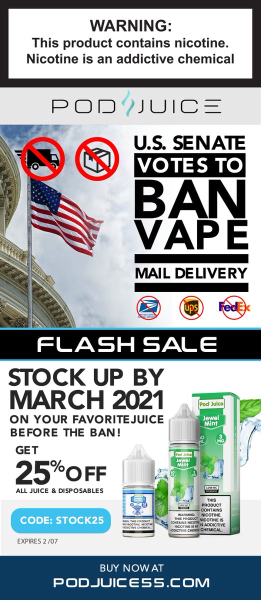 Podjuice's tweet photo. ⚡25% OFF Pod Juice VAPE MAIL BAN - https://t.co/96mjZ6Rzak https://t.co/qGKzBVRO0R