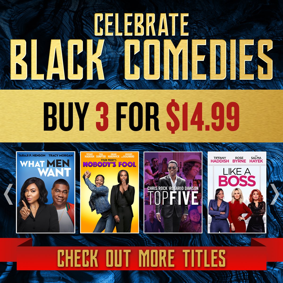 This #BlackHistoryMonth￼, we're celebrating our favorite black comedies! Buy 3 of these hilarious movies for $14.99 on Digital! Ends Feb 22: paramnt.us/BHMTopFive
