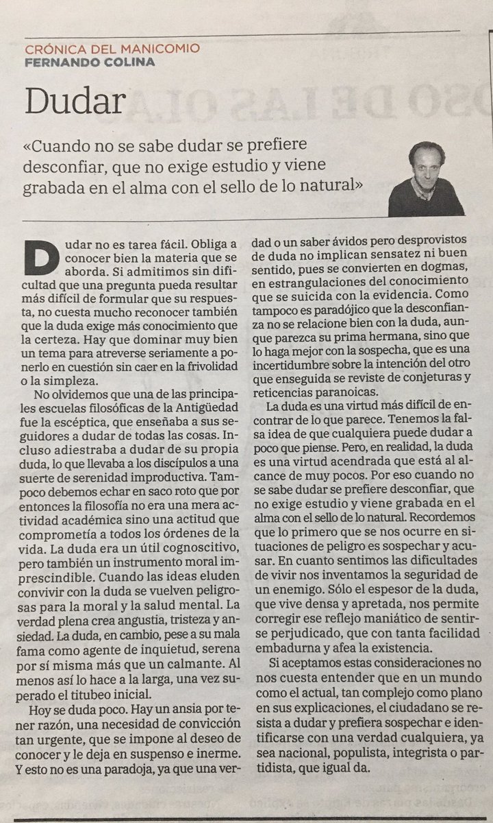 DiegoFMagdaleno's tweet photo. “Dudar”, de #FernandoColina.
🗞@nortecastilla, 29 de enero de 2021. https://t.co/fCjUVYCXGT