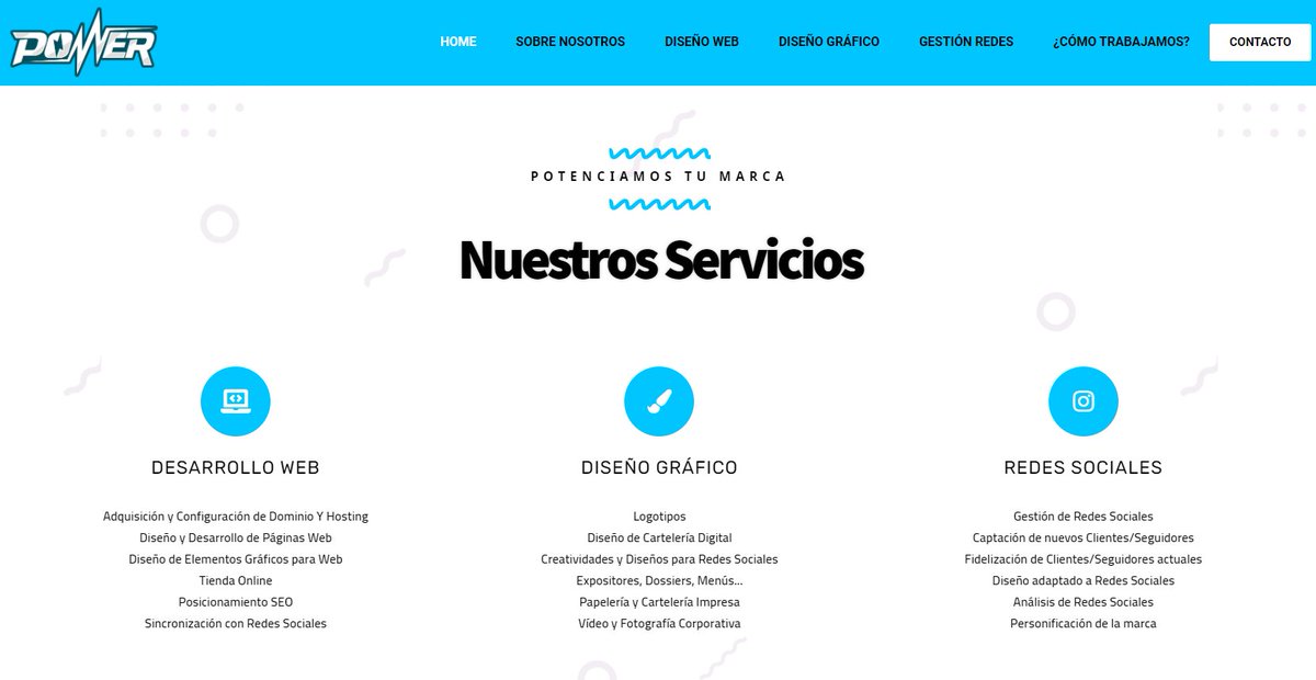 🔹Qué todavía no sabes a que nos dedicamos en Power Digital?

✅ Diseño Web
✅ Diseño Gráfico
✅ Gestión de Redes Sociales (CM)

💥Atrévete a dar el paso definitivo para tu negocio o marca.

📢 "Tu creas el proyecto, nosotros lo convertimos en el mejor"

🌐powerdigital.es