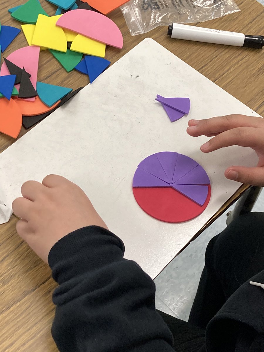 Casale20's tweet photo. My 4th grade ESL students @21tarkington are learning how to use different strategies to solve fraction word problems! #21learns https://t.co/GNayoZODxf