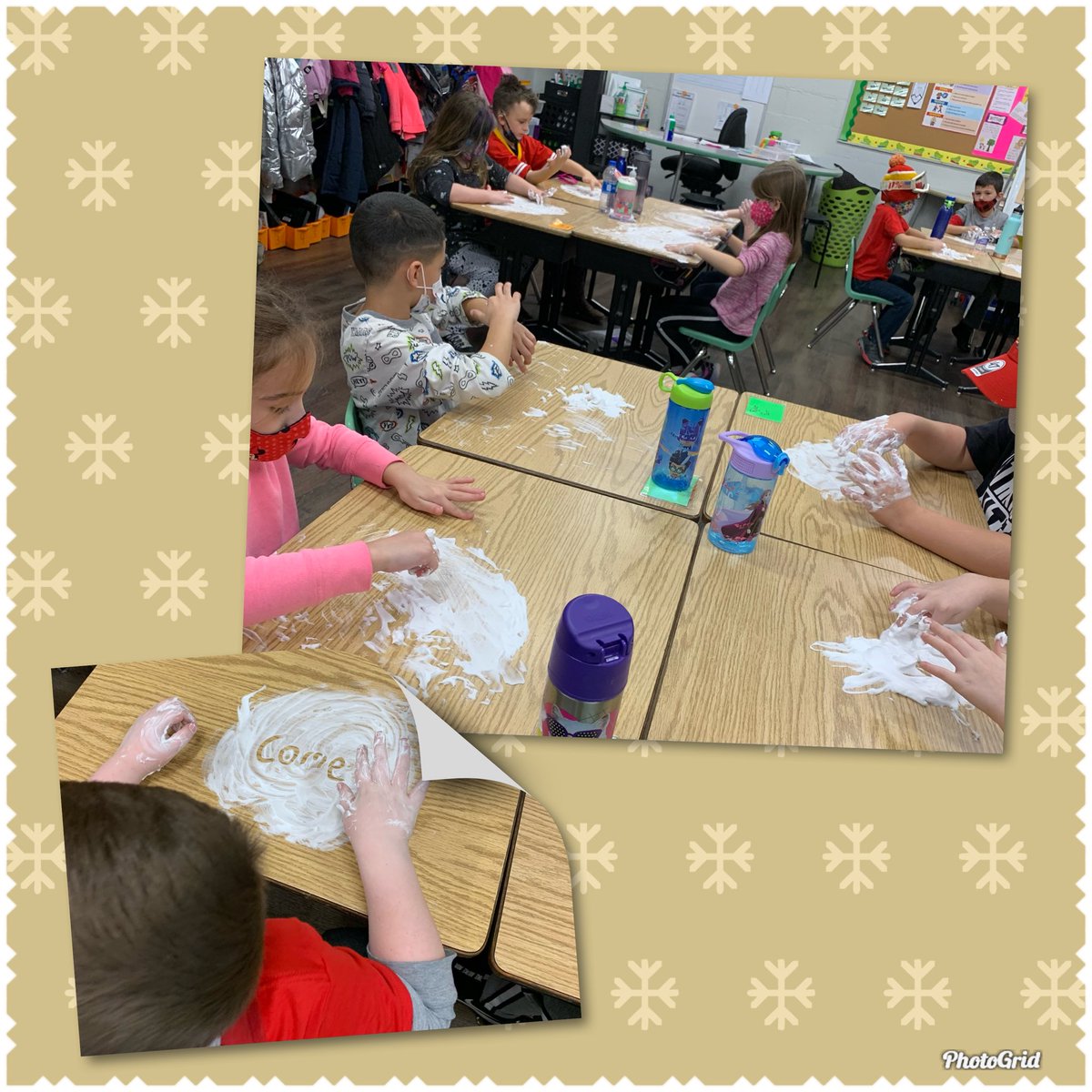 Word work with shaving cream in first grade? Um, yes! Call it “old school” if you will, but we call it F~U~N! (Our desks are clean and our room smells good, too.) #NeverTooBigForFun #NeverTooOldForFun #FunWhileLearning #MsKirksFirsties #FirstGradeRocks