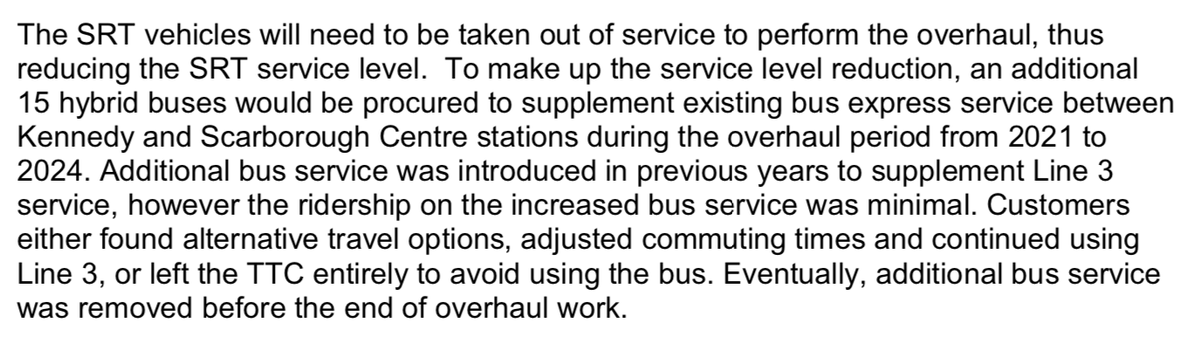 One reason why an SRT overhaul to extend operations until 2030 isn’t really an option worth pursuing, even if Council found the $$$: service would be reduced until 2024 to do vehicle upgrades, so keeping the SRT means reduced service for ~3 years. (Corrected tweet.)