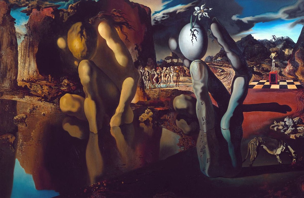 @DBking85 Auguri Surrealistici con la 'La metamorfosi di Narciso' di Salvador Dalì. #arte #CompleannoInArte
