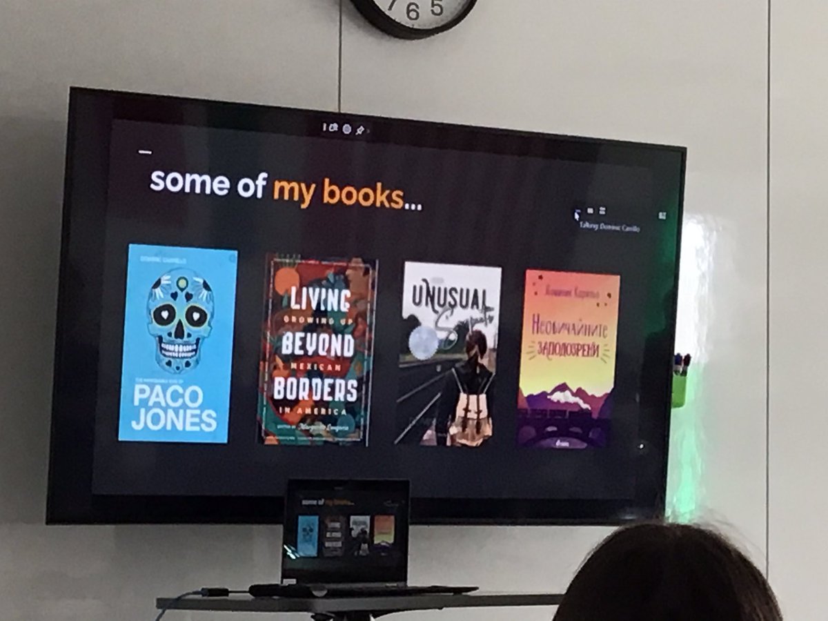 MsSzeryk's tweet photo. G9 and G10 Ss virtually meet author @domcarrillo this week, learning about Carrillo’s journey as a reader &amp; writer, posing some thoughtful questions, and getting an awesome handful of book  recommendations along the way! @dknavisK @CJamEdu #cisreads #cisinspires https://t.co/tblkKKYZhY