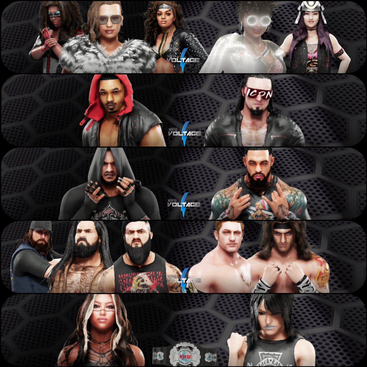 NHWrestlingCAW's tweet photo. Voltage tomorrow! 7pm EST
Evans V Toni Sweets
@JBHayes707 v The Icon (Non-Title)
@Theoutkast4 v @ProdigyChildBAS 
@JoeyMye46319042 (Nightmare Society) v @TechnicalAussie (Odyssey)
@TheeLexiMonize v Taylor Webb(@BenframeNHW) -Womens World Championship. https://t.co/fFqkdCEOD4