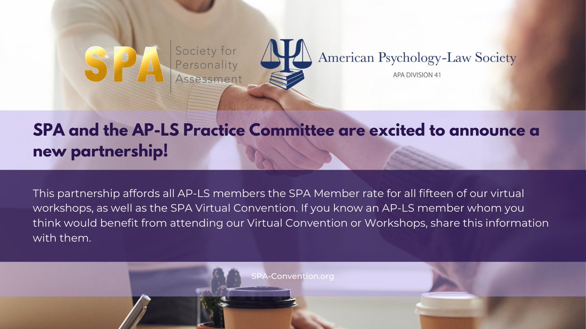 SPA1938's tweet image. SPA and the @APLS41 Practice Committee are excited to announce a new partnership! It gives AP-LS members the SPA Member rate for all of our virtual Workshops &amp;amp; Convention. Share with the AP-LS members in your life!

More Info⬇️
spa-convention.org/apls-partnersh…

#SPA21 #APLS41 #Personality