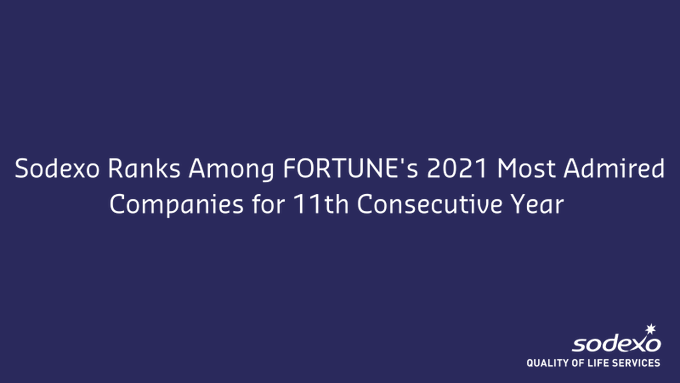 Proud to work for Sodexo supporting CUSD 95-
For the 11th consecutive year we have been recognized by <a href="/FortuneMagazine/">FORTUNE</a> as a #MostAdmiredCo, ranking 1st in our industry for global competitiveness, 2nd for corporate responsibility and 3rd in industry, overall.