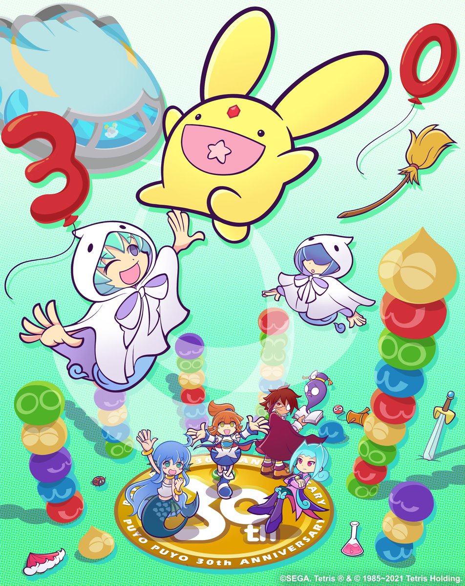 PuyoOfficial's tweet image. Today, we&apos;re also celebrating the 30th anniversary of the Puyo Puyo series!

In honor of this important milestone and Puyo Day, enjoy this new piece by Mark Hughes (@thesketchsector)!