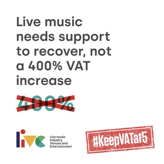 This increase in VAT will impact the entire ecosystem – the crews, the artists, venues and all employees – just when we need help to survive and recover the most.  #keepVATat5 #livemusicuk #saveourvenues #wemakeevents #excludeduk #livemusic #musicindustry #savelivemusic