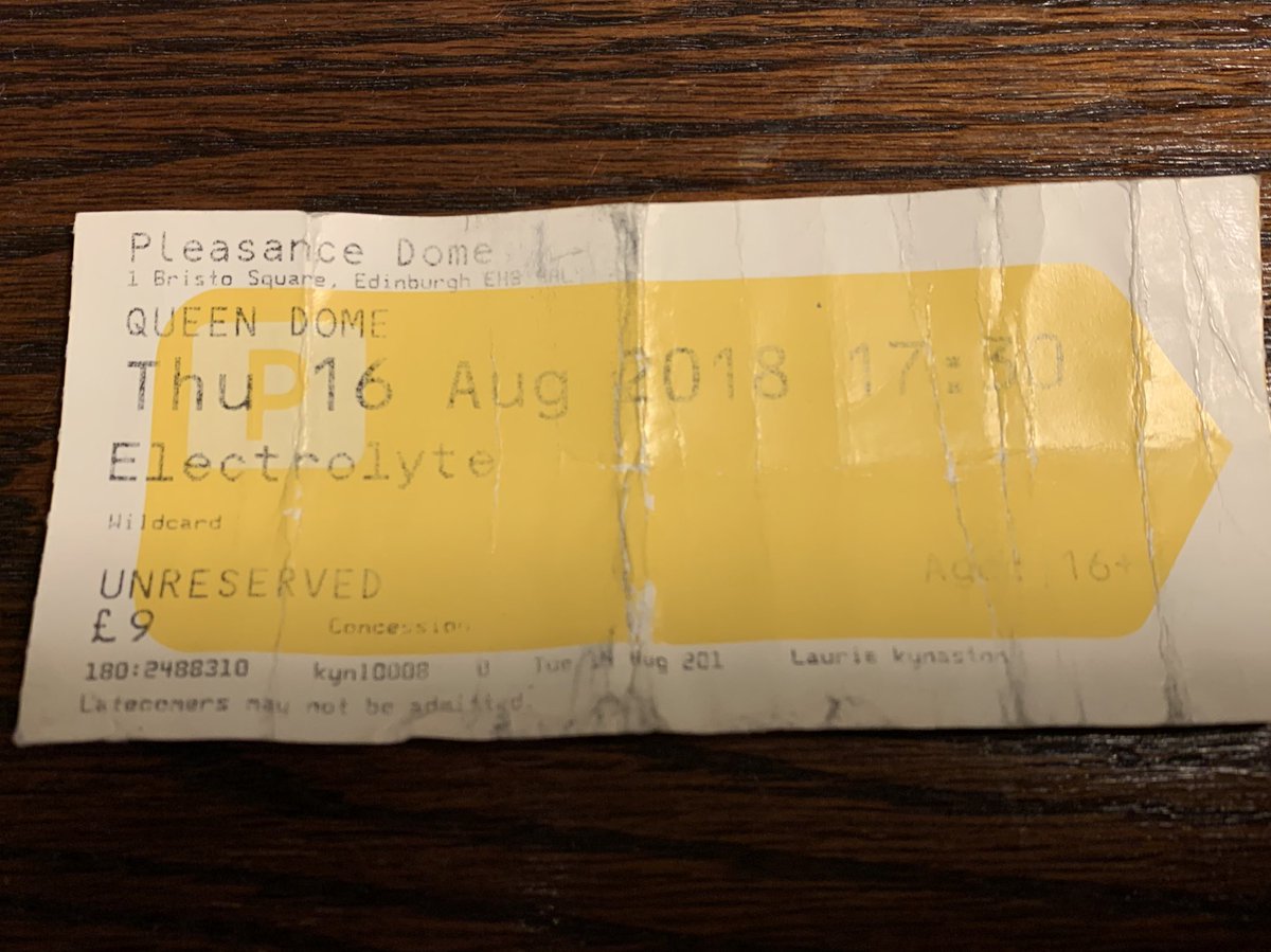 Just found an Edinburgh Fringe theatre ticket in my coat pocket. What I wouldn’t give to be back in that room full of sleepless strangers drinking plastic pints and watching something full of life.