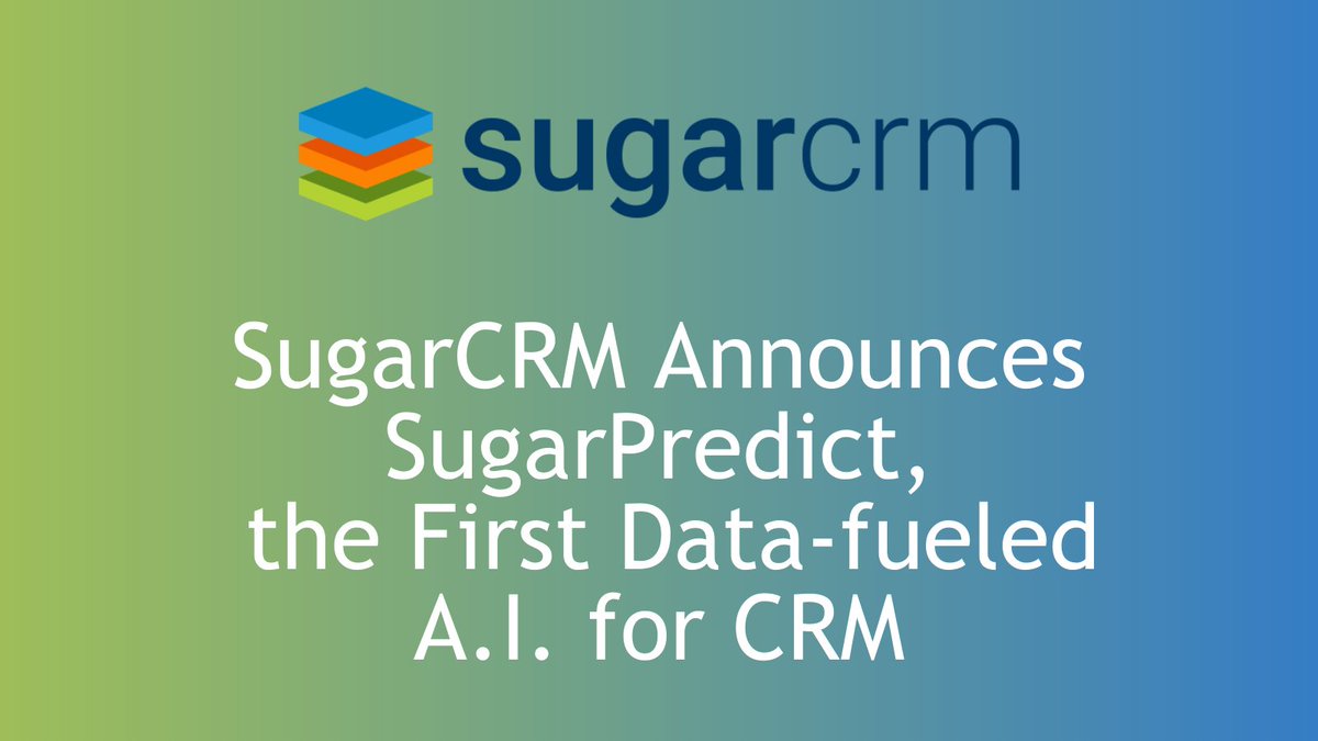 sugarclint's tweet image. The first data-fueled #AI for #CRM has arrived! Our friends at @FBSG share their thoughts about #SugarPredict: sgrcrm.co/3aADrMM