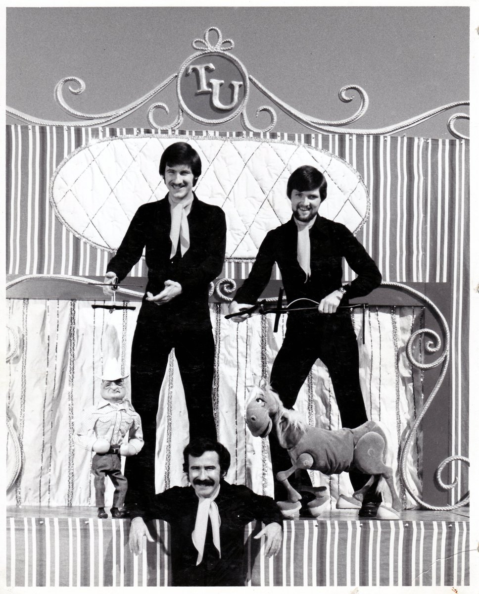 Hubpuppet's tweet image. Fresh out of college, working for Tony Urbano 1973. Puppeteers Richard Andrews, Tony Urbano, Phillip Huber