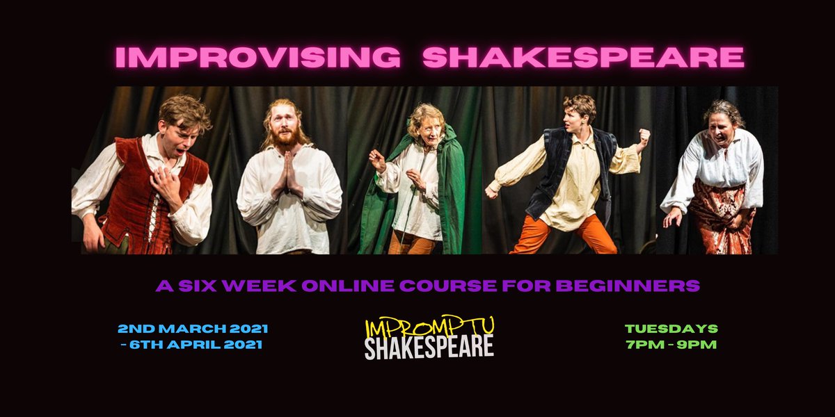 🤩 EXCITING NEWS 🤩

We're running a 6-week Improvising Shakespeare for Beginners Course!

As #Shakespeare said, "All the world's a stage..." and by the end of this course you'll feel like it is.

Tuesdays 7-9pm GMT from March 2, with <a href="/JetIrving/">James Irving</a>

BOOK NOW: eventbrite.co.uk/e/improvising-…