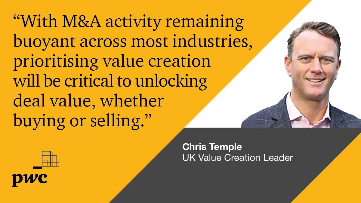 We've seen higher deal valuations than expected through #COVID19, which also comes with greater risk and potentially lower returns on investment. Prioritise #ValueCreation to protect and grow your business. Read more in our Global M&amp;A #IndustryTrends: pwc.to/GlobalDeals-Ho…