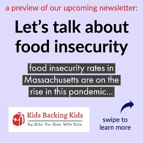 KidsBackingKids's tweet image. Our Feb 2021 newsletter highlights food insecurity in the COVID era, featuring pieces by high school students Hannah Cronin, Teddy Griswold, Stephanos Maramaldi, and Olivia Rodrigue. Check out the full newsletter on our website! #kidsbackingkids