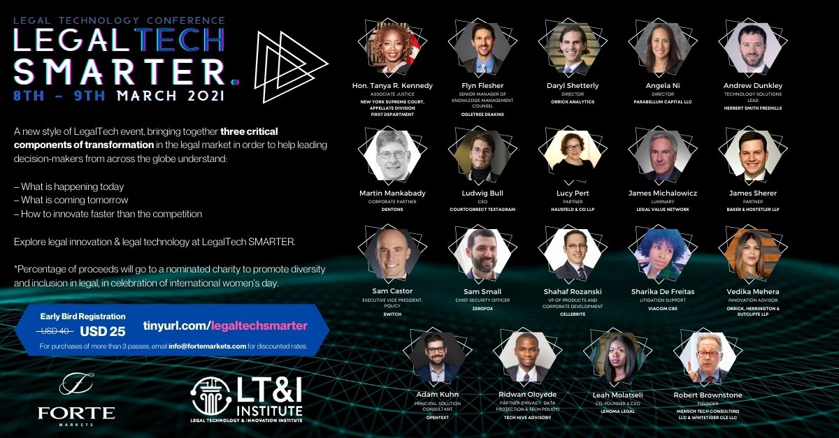 🕊️ Early Bird Rates for #LegalTechSmarter available from now till 12th Feb.

Learn More: zcu.io/Kjzl 

– What is happening today
– What is coming tomorrow
– How to innovate faster than the competition

Explore legal innovation &amp; legal technology at LegalTech SMARTER