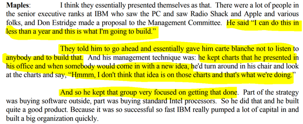 5/ On innovating and focus in a corporation"kept charts that he presented in his office and when somebody would come in with a new idea, he'd turn around in his chair and look at the charts and say, "Hmmm, I don't think that idea is on those charts and that's what we're doing""