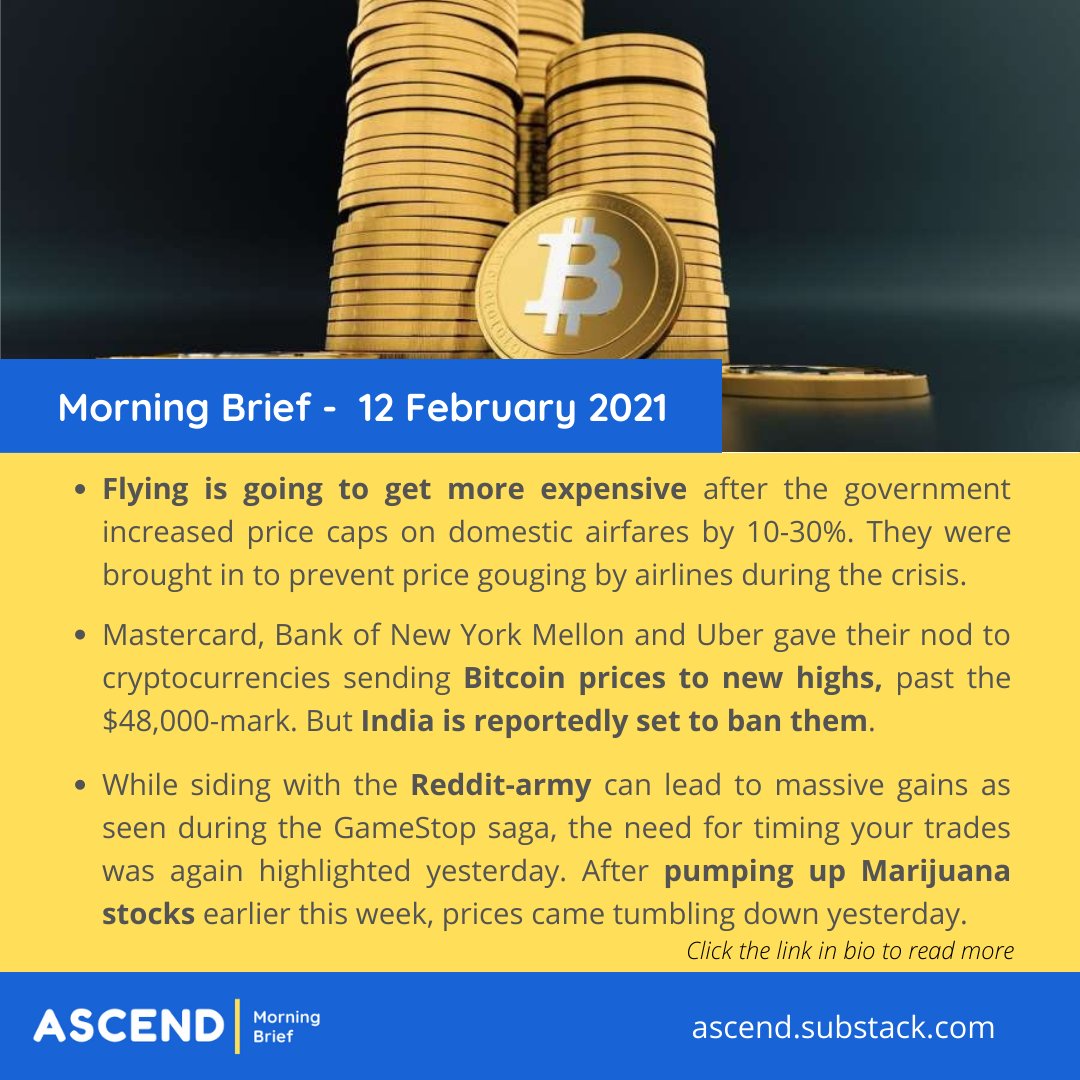 AscendNews's tweet photo. Flying to get expensive, BBC banned, Marijuana stocks and other news
Read here: https://t.co/tKzfP5E5Nj

Stay on top of the latest business news in under 5 minutes.

#newsletter #Airfare  #grofers #Bitcoin  #GM #Ford  #BBC #disneryhotstar #Marijuanastocks https://t.co/CiOmDPY0L7