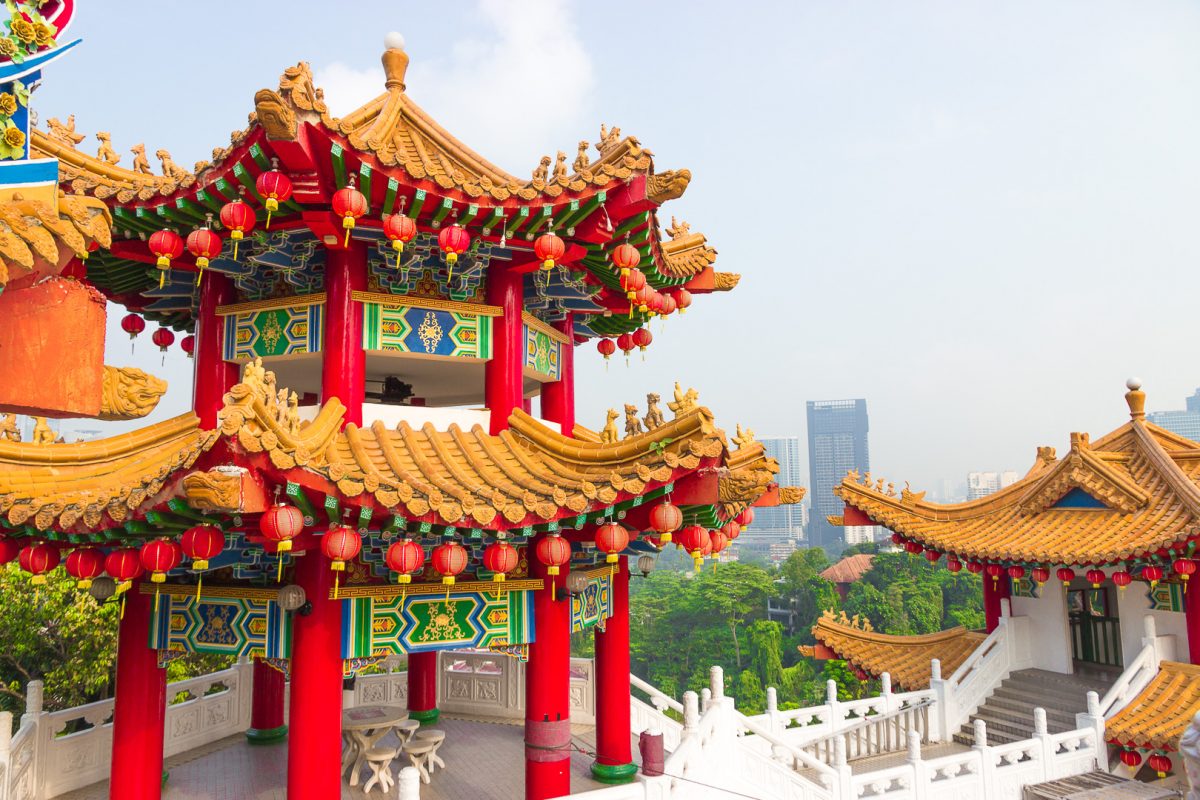 Tonight's site is the Thean Hou Temple in Kuala Lumpur, Malaysia. It's a temple to the Chinese sea goddess Mazu that was completed in 1987. It has architectural elements from Buddhism, Confucianism and Taoism in its construction.