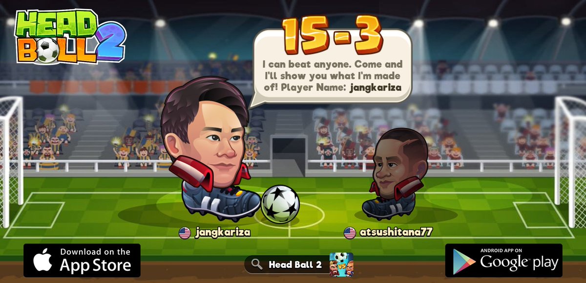 Jual___Tiket's tweet photo. Looking for a new challenger in Head Ball 2. My player name is jangkariza, come and play with me! Download via > https://t.co/IlsoixnYSc #headball2 @HB2Official https://t.co/yUoDdSqwMs