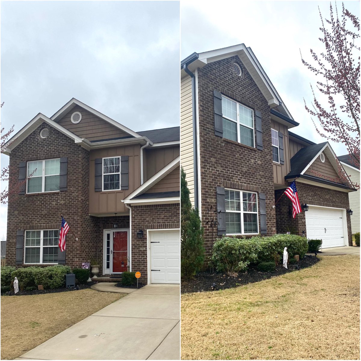 WikertRoofing's tweet photo. #beforeandafter Out with the old #5inch #white #gutters and in with the #new #6inch #darkbronze #seamlessgutters #senox #renovation #architecture #home #homeimprovement #yardart #outdoordecor #sheetmetal #roofing #roofer #roofinglife #contractor #contruction https://t.co/rgUv3BPPMD
