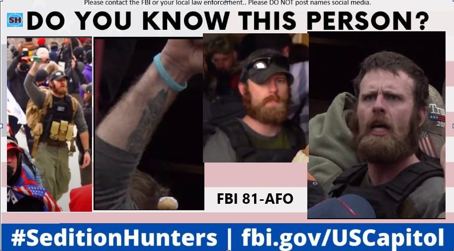 Updated Please share across all platforms. Do you Know this person?? Please contact the FBI with ID 81-AFO if you do! #SeditionHunters #DCRIOTS #CapitolRiots #Doyouknow Please DO NOT post names on social media #blueliveswolfman