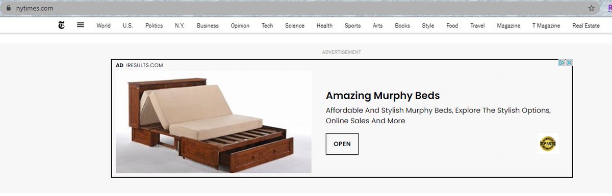 There are certainly some times where I see a luxury advertiser buying a roadblock on the homepage, or occasionally I see some contextual targeting at work (rug ads on articles about rugs!), but the vast majority of ads that I see there are low-quality and irrelevant. 6/