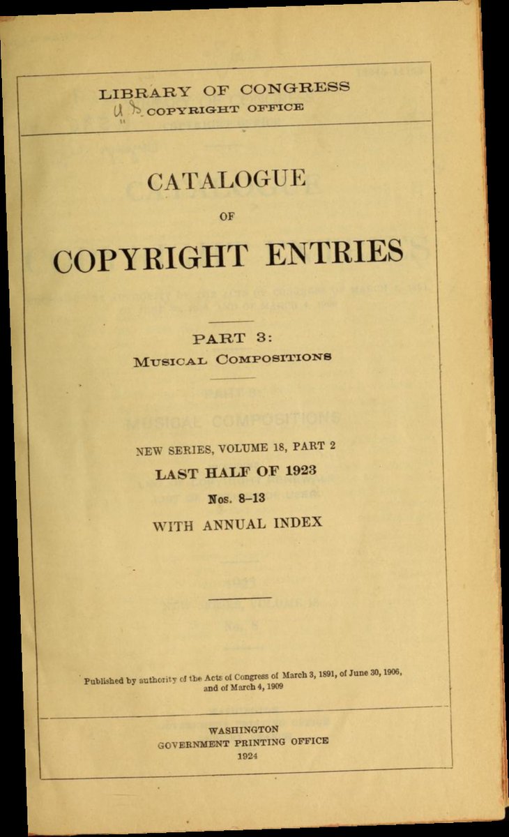{Read/Download} Catalog of Copyright Entries, 1923 Music For the Year