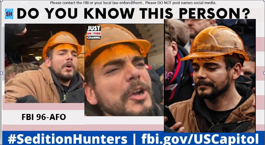Updated! Please share across all platforms. Do you Know this person?? Please contact the FBI with ID 96-AFO if you do! #SeditionHunters #DCRIOTS #CapitolRiots #Doyouknow Please DO NOT post names on social media #OrangeGlowHead
