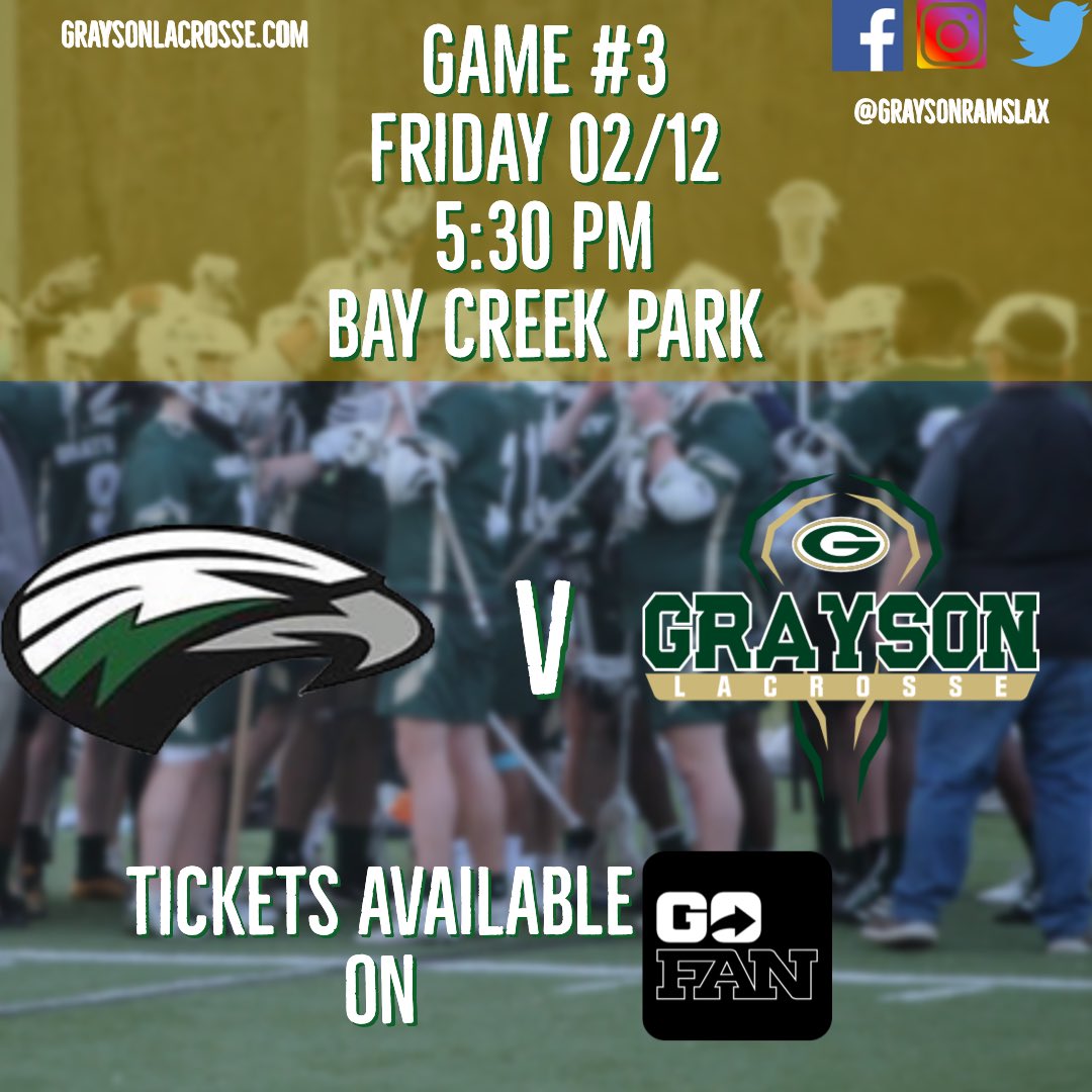 GraysonRamsLax's tweet photo. Make sure to join us in supporting the boys tomorrow as they take on Collins Hill! #GraysonLax https://t.co/JXfYVLWzIz