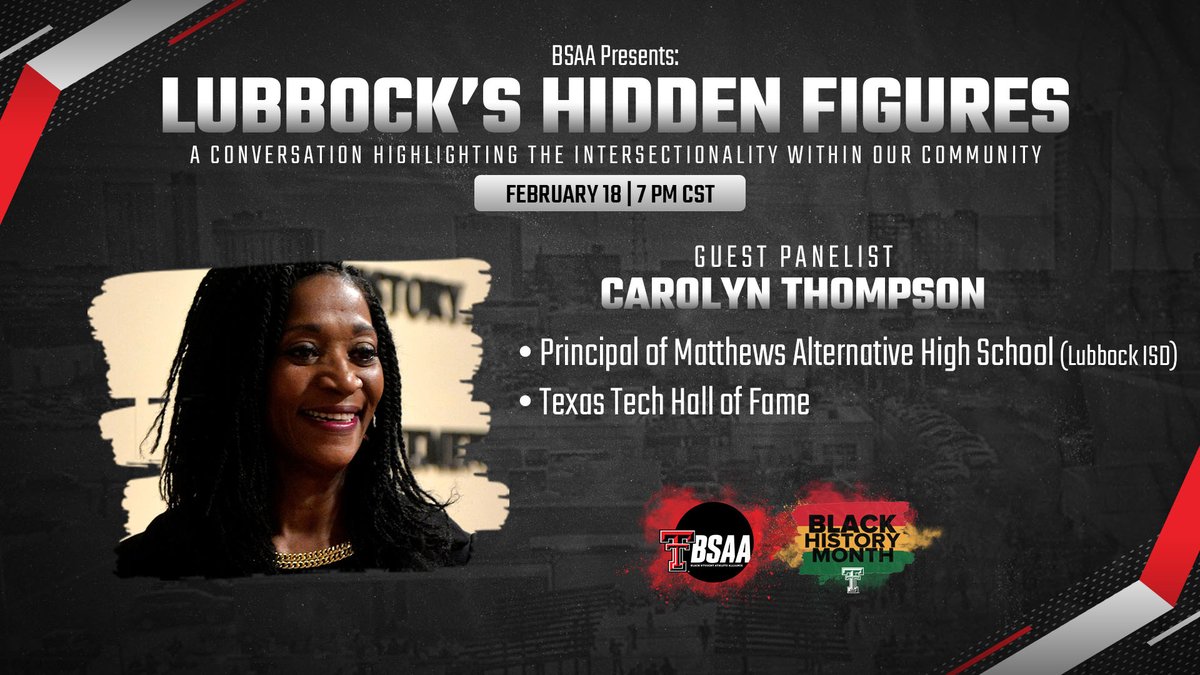 Our Lubbock’s Hidden Figures panel includes this Texas Tech legend and local education leader!

#WreckEm | <a href="/ttu_bsaa/">TTU Black Student Athlete Alliance</a>
