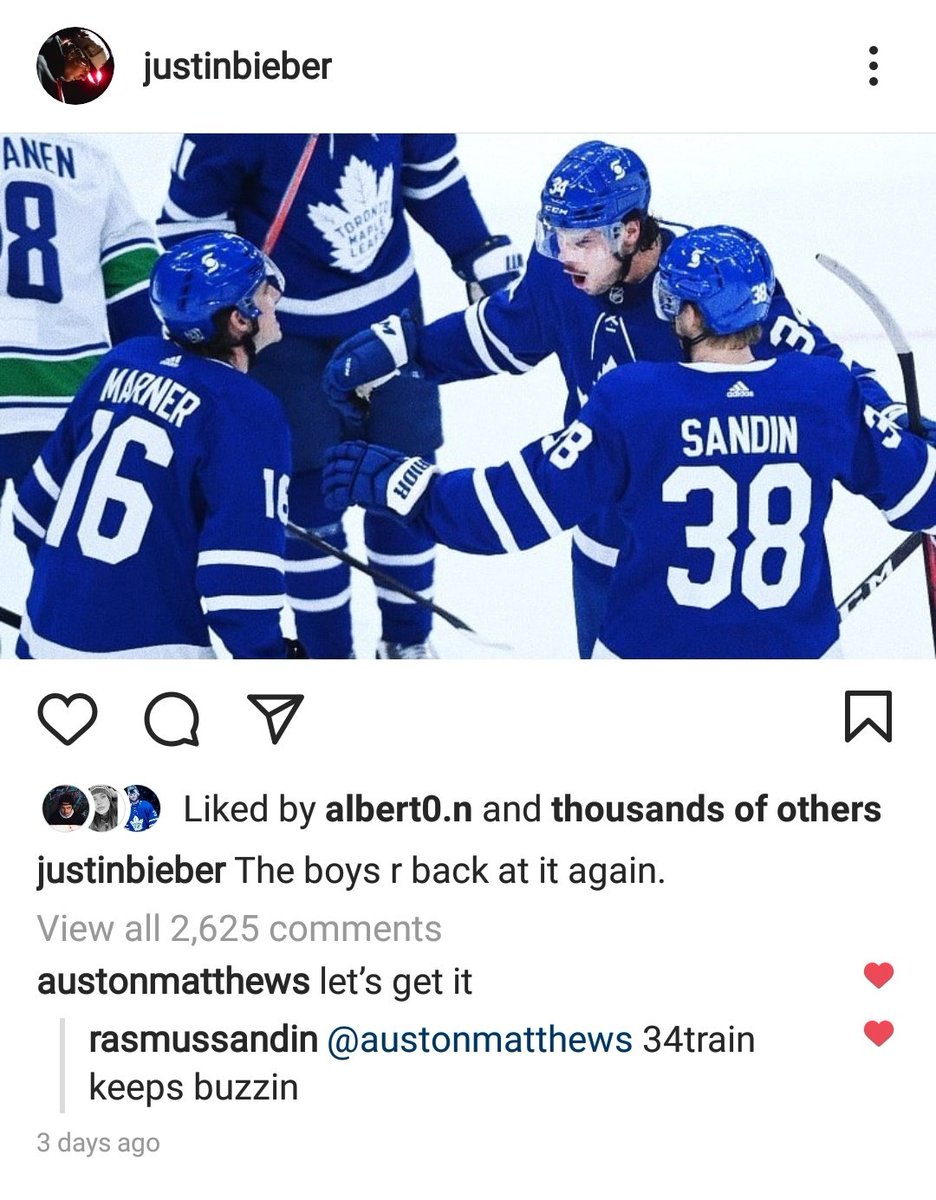 berezin_goal's tweet photo. Justin Bieber posts about the Toronto Maple Leafs every couple of days and I like it. https://t.co/relpX7iOu2
