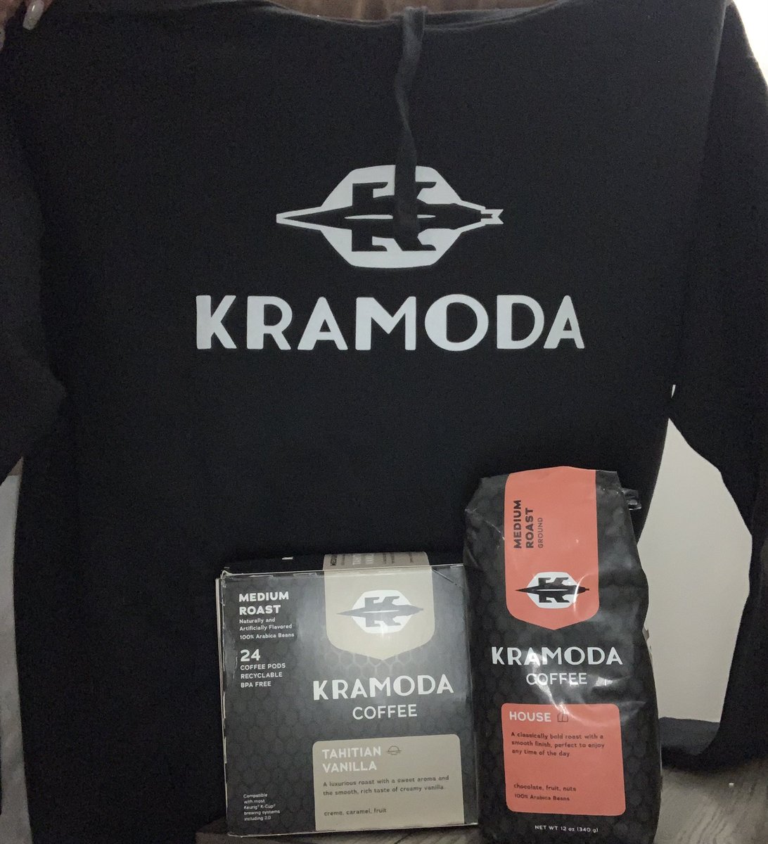 daniellealicia7's tweet photo. Got my @kramoda order !!!!! I am so excited to try the coffee and the sweatshirt ooooooohhh chillleeeeeee 😍 @HeathHussar @zane  #kramodacoffee #coffeetalk https://t.co/zpx6VIG9op