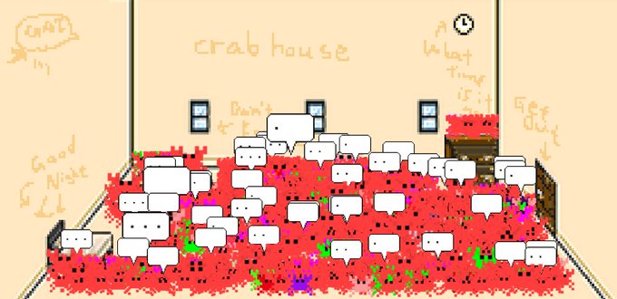 なんとなく気になったので開発環境でカニを1000体まで増やしてみました。真っ赤カニ。
#Crabhouse 