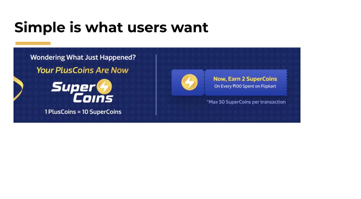 Example #3: 500  @Flipkart coins (or super coins) to anyone who explains me the concept of Flipkart coins (Out of 100 folks in UC offsite, none knew what Flipkart Coins stood for). Flipkart we love you, but we had to use this to explain what comes next.14/n