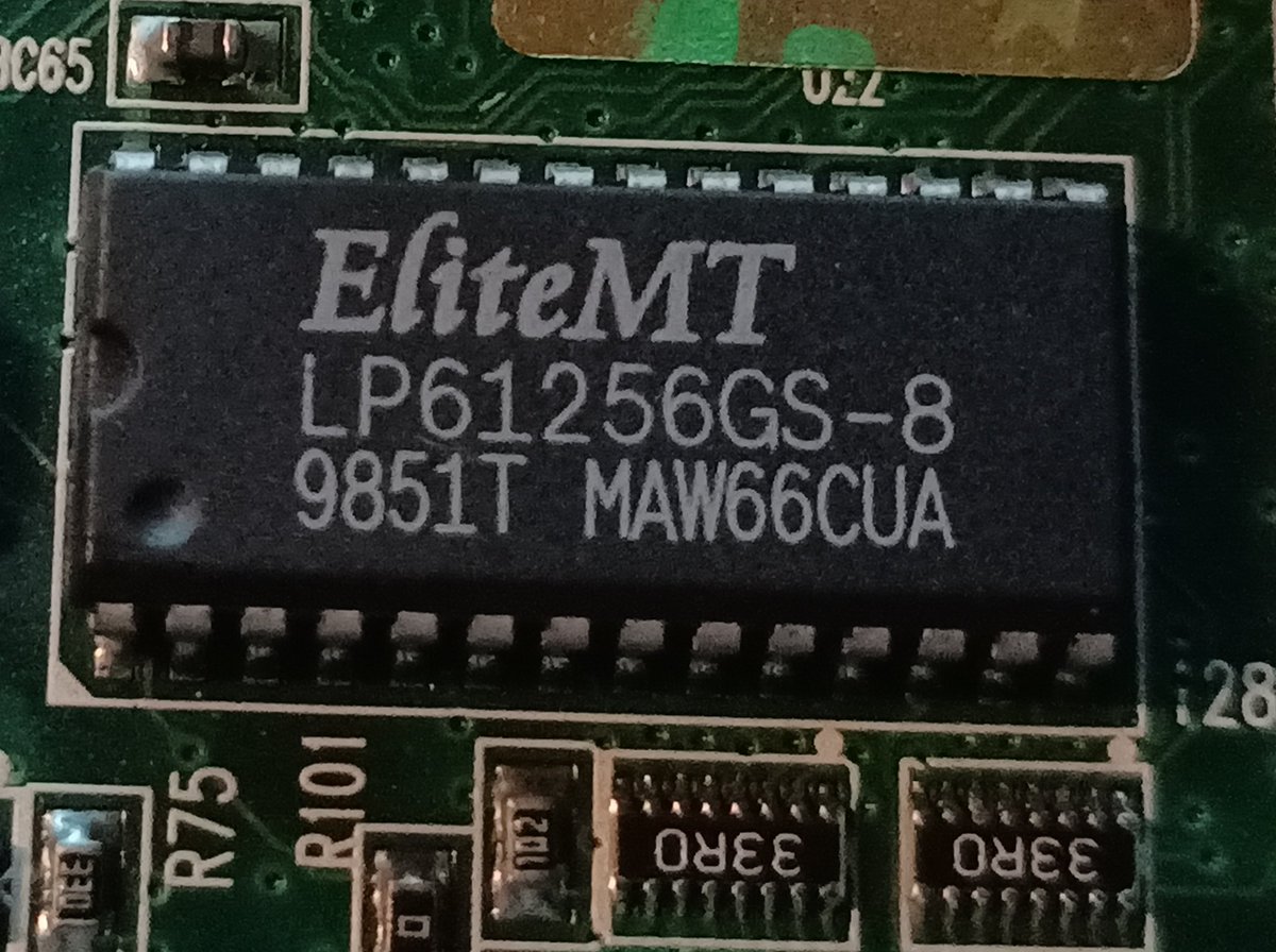 EliteMT LP61256GS-8.I couldn't find a specific datasheet or reference, but from the name, this is a 32 kilobyte cache SRAM