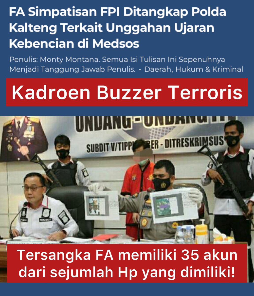 MUSNAHKAN BUZZER TERRORIS DI MEDIA SOSIAL!

Kalian mau ngatain saya apapun masa bodoh! Selagi kadroen dan para buzzer terroris masih bergentayangan di media sosial, maka saya akan terus melawan.

Selamat pagi para buzzer terroris! ☕️