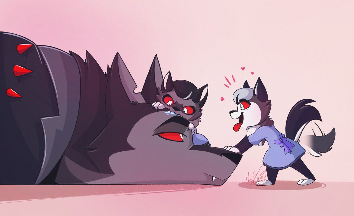 Maysrinn's tweet photo. Playtime with Dad🐾🐺
#HelluvaBoss #moontex https://t.co/9C3lLCjFMr