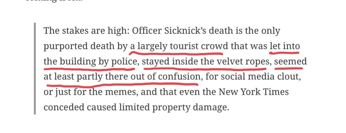 To give you a sense of the article behind the conspiracy theory being pushed by McCarthy, Carlson, Greenwood, et al here’s the article’s description of the insurrection itself ...  https://talkingpointsmemo.com/edblog/the-sicknick-truth-movement-takes-flight-on-the-right