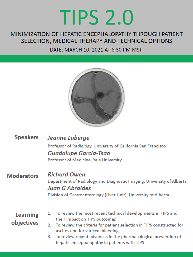 TIPS 2.0
A webinar with two giants in portal hypertension organized by the UofA Liver Unit. @PTBCN @dean_karvellas @aldomontanoloza @j_rbailey 
Save the date: 10th of March 6.30 MST
Registration at lupinusa.zoom.us/meeting/regist…
 #livertwitter @ggarciatsao