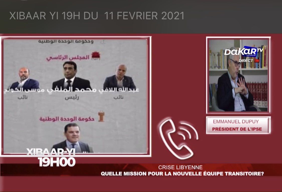 Emdupuy's tweet image. Je répondais aux questions posées par @dakartv sur la viabilité du quatuor (désormais au pouvoir) en #Libye après le vote de vendredi dernier à Genève dans le cadre du Forum du dialogue politique Libyen 🇱🇾 
#FDPL

facebook.com/dakartvint/vid…
