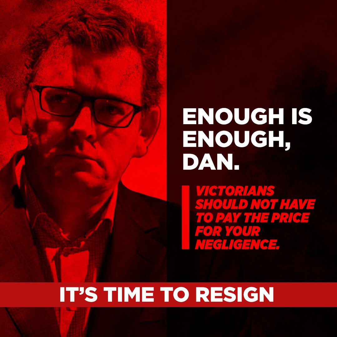 "Best in the country." 
“Everyone is copying us."
That was Monday. 

This is Friday.
#Lockdown3

Andrews must resign.