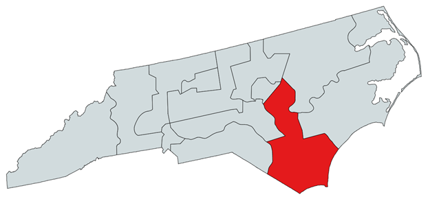 Lately, we think of the rural South as being deeply Republican. Often, however, these changes happened a lot more recently that you might think. That’s true of our  #DistrictOfTheDay, North Carolina’s 7th district. Before now, the last R to hold it was in Reconstruction.